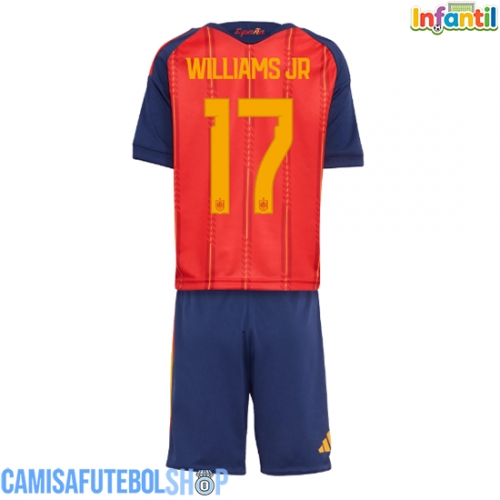 Camisa de time de futebol Espanha Nico Williams #17 Replicas 1º Equipamento Infantil Mundo 2026 Manga Curta (+ Calças curtas)